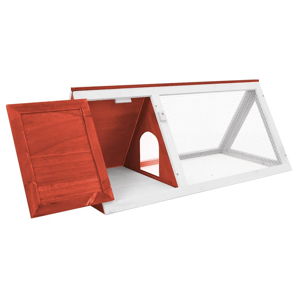 Clapier Lapin Bois Sapin Peint Cour Extérieure Parc Résistant 98x50x41cm Rouge - ComfortXL Outdoor Living - Image 4