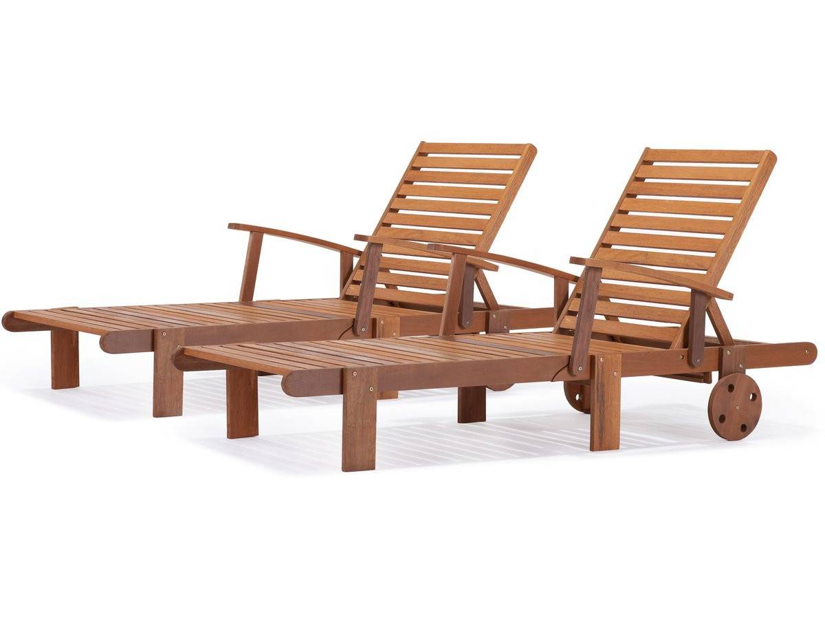 Habitat Et Jardin - Bain De Soleil Pliant En Bois Exotique "tokyo" - Maple - Marron Clair - Lot De 2 -habitat Et Jardin - Image 1