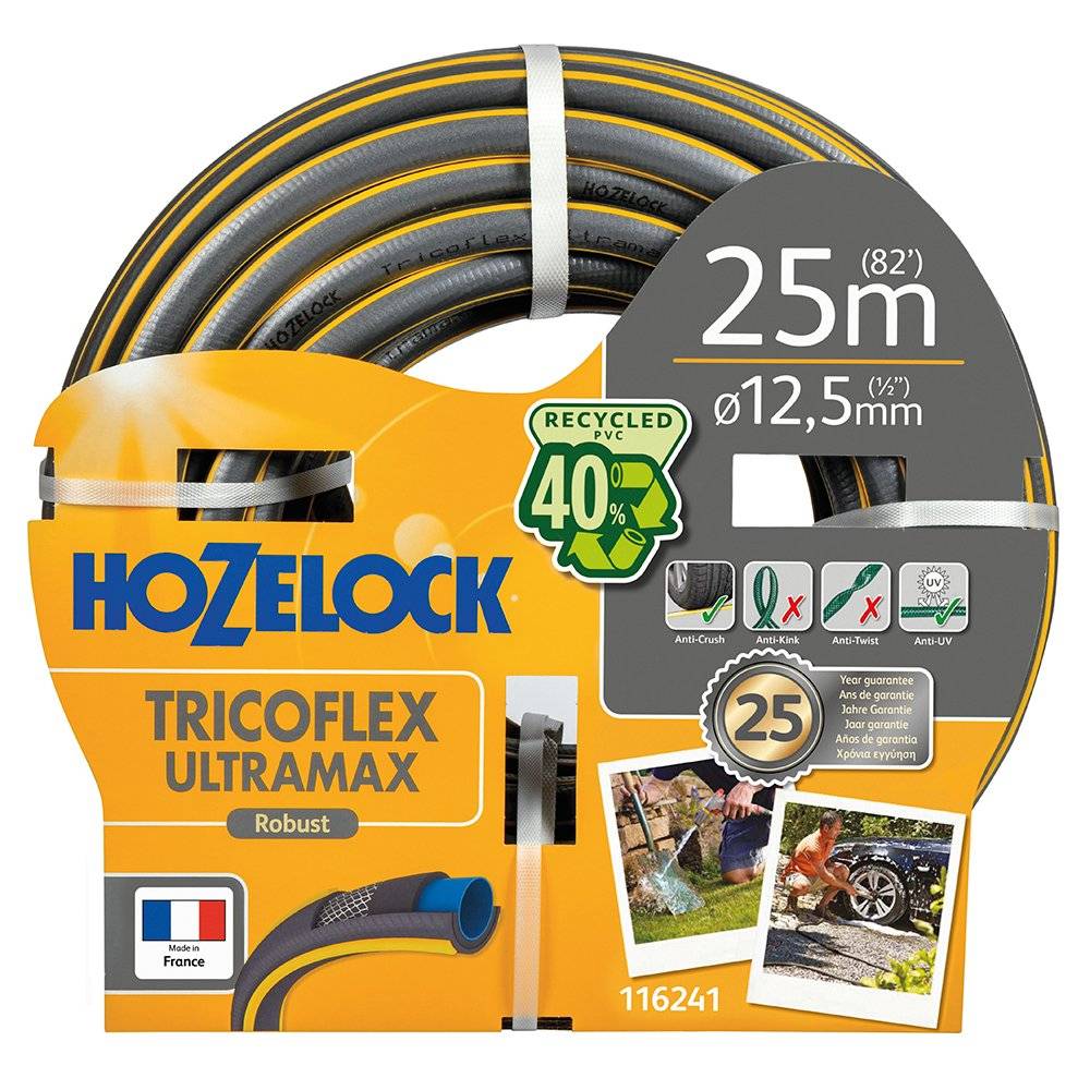Hozelock - Tuyau d’arrosage anti écrasement Ultramax usage domestique diamètre 19 mm 25 m gris jaunes HOZELOCK - Image 2