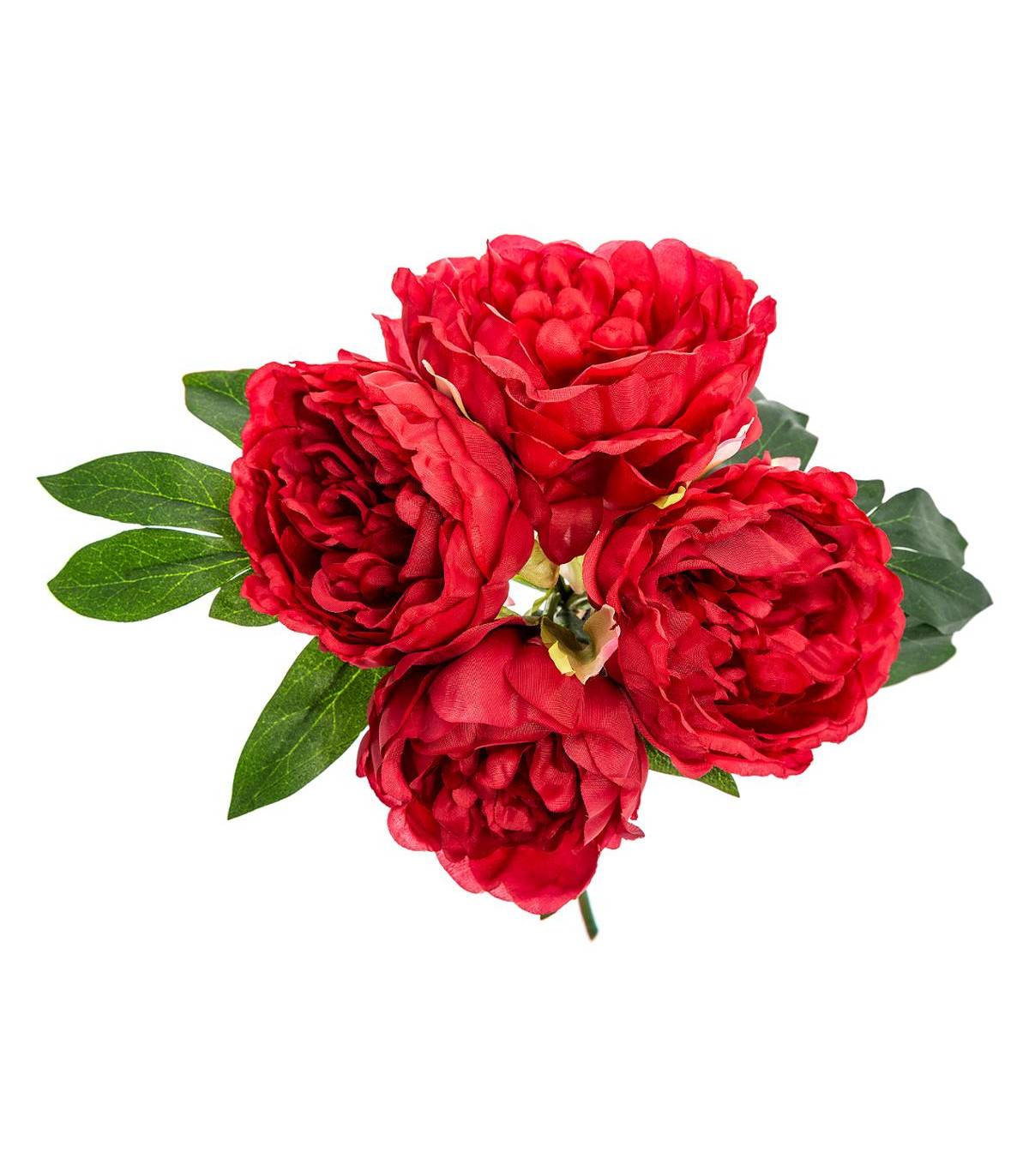 Bouquet de Fleurs artificielles 4 Pivoines Prune D. 25 x H. 30 cm - Image 2