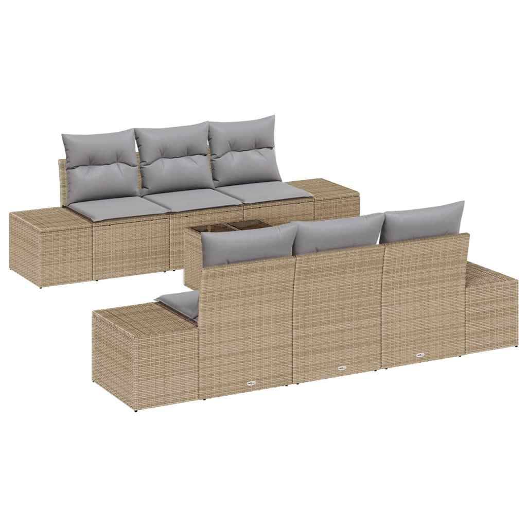 Salon de jardin 6 places en polyrotin beige modulable avec coffre de rangement et table basse – ComfortXL Outdoor Living - Image 2