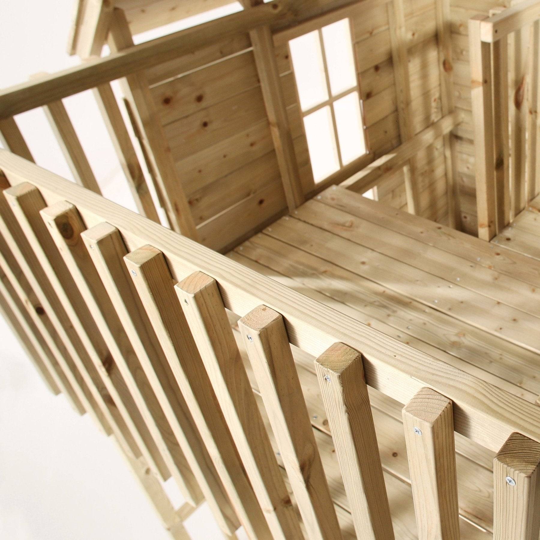 Maisonnette cabane en bois FSC® avec toboggan vert pomme LOFT - Image 6