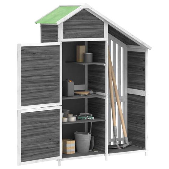 Abri à outils 0.64m² - Cabane à outils - Abri de jardin gris 120x53,5x170 cm bois massif pin MAISON CHIC - Image 3