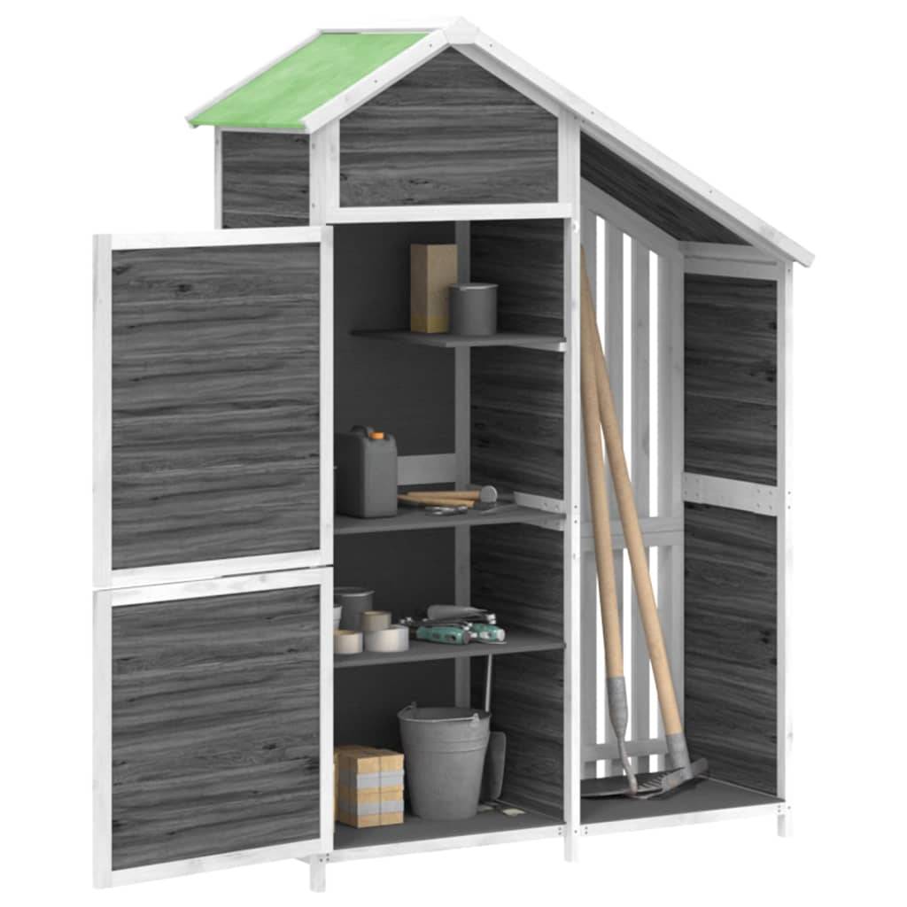 Abri à outils 0.64m² - Cabane à outils - Abri de jardin gris 120x53,5x170 cm bois massif pin MAISON CHIC - Image 3
