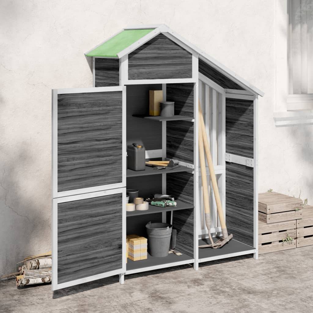 Abri à outils 0.64m² - Cabane à outils - Abri de jardin gris 120x53,5x170 cm bois massif pin MAISON CHIC - Image 2