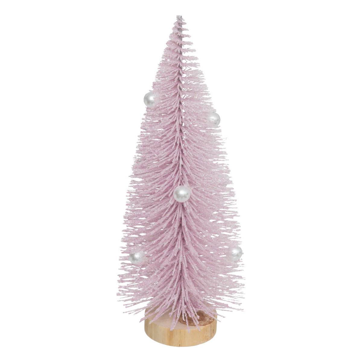 Fééric Lights & Christmas - Déco de Noël Sapin de Table Violet à Paillettes et Perles H 20 cm