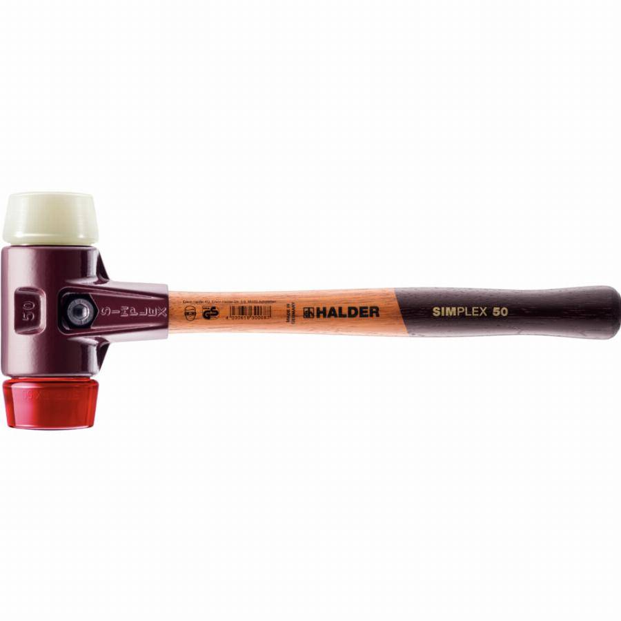 Maillet HALDER SIMPLEX Plastique / nylon avec boîtier en fonte malléable et manche en bois - D=50 mm - 3068.050