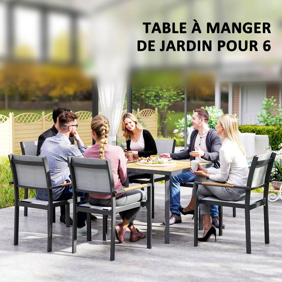 PANGIVO - Table de jardin acier effet bois naturel 150 x 90 x 72 cm - PANGIVO - Image 7