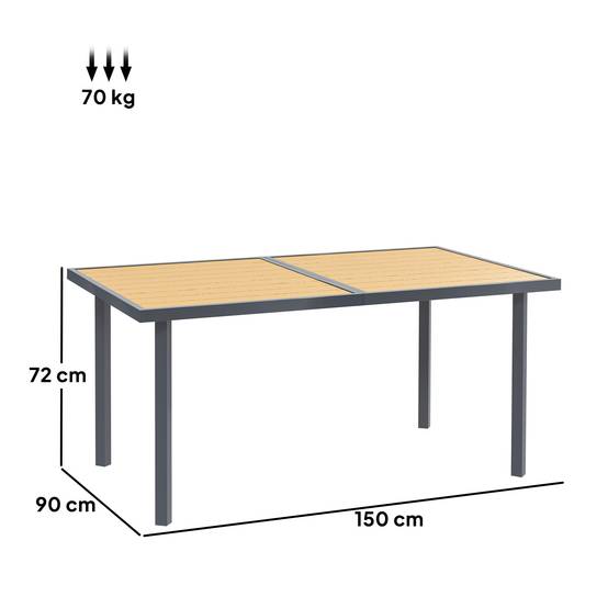PANGIVO - Table de jardin acier effet bois naturel 150 x 90 x 72 cm - PANGIVO - Image 5
