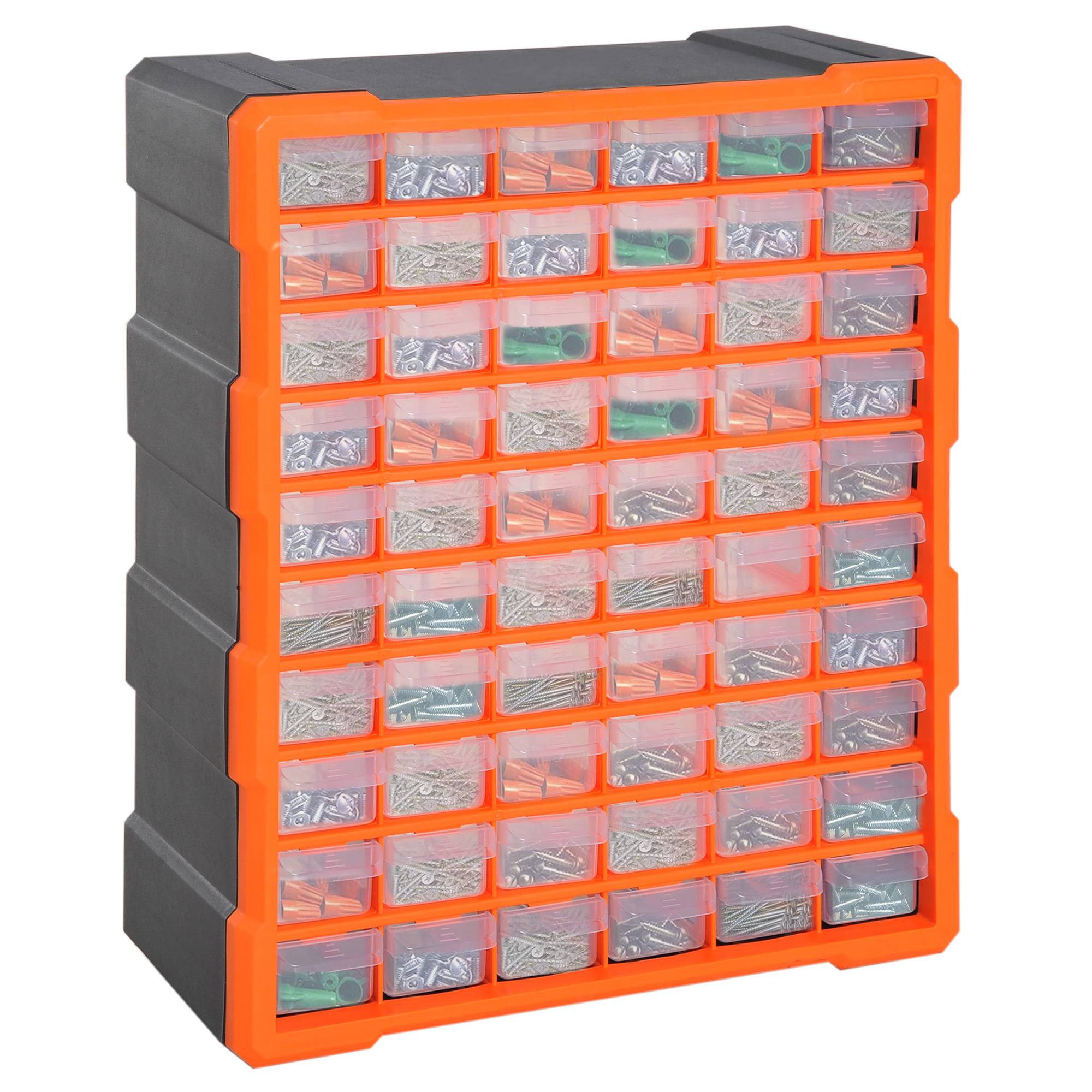 Sans Marque - Boîte de tri petites pièces chargeur pièces boîte boîte de rangement 60 compartiments orange L38 x l16 x H47,5 cm - Image 2