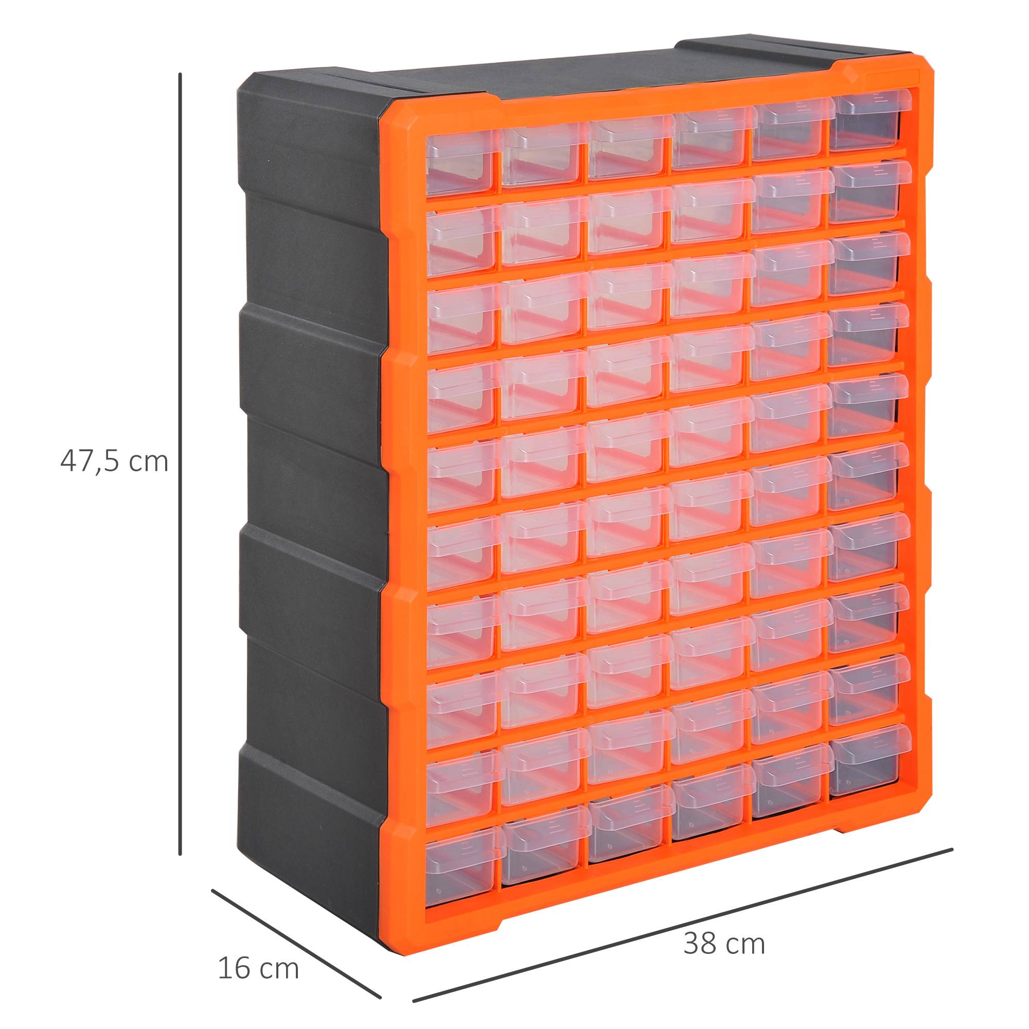 Sans Marque - Boîte de tri petites pièces chargeur pièces boîte boîte de rangement 60 compartiments orange L38 x l16 x H47,5 cm - Image 5