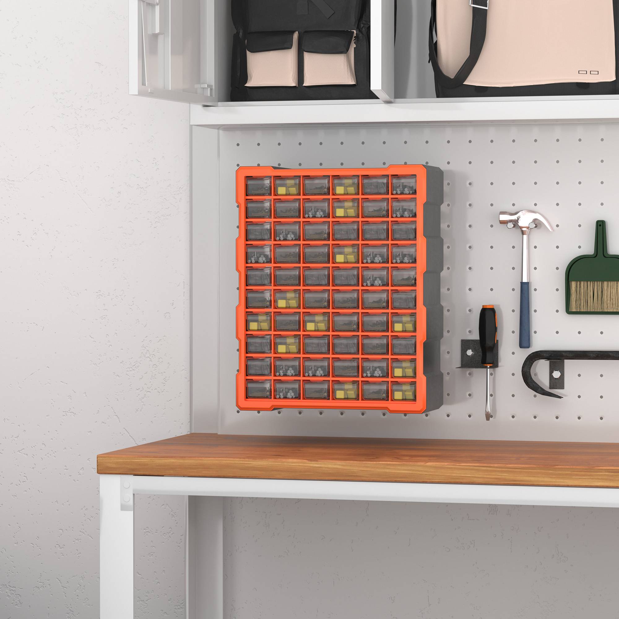 Sans Marque - Boîte de tri petites pièces chargeur pièces boîte boîte de rangement 60 compartiments orange L38 x l16 x H47,5 cm - Image 3