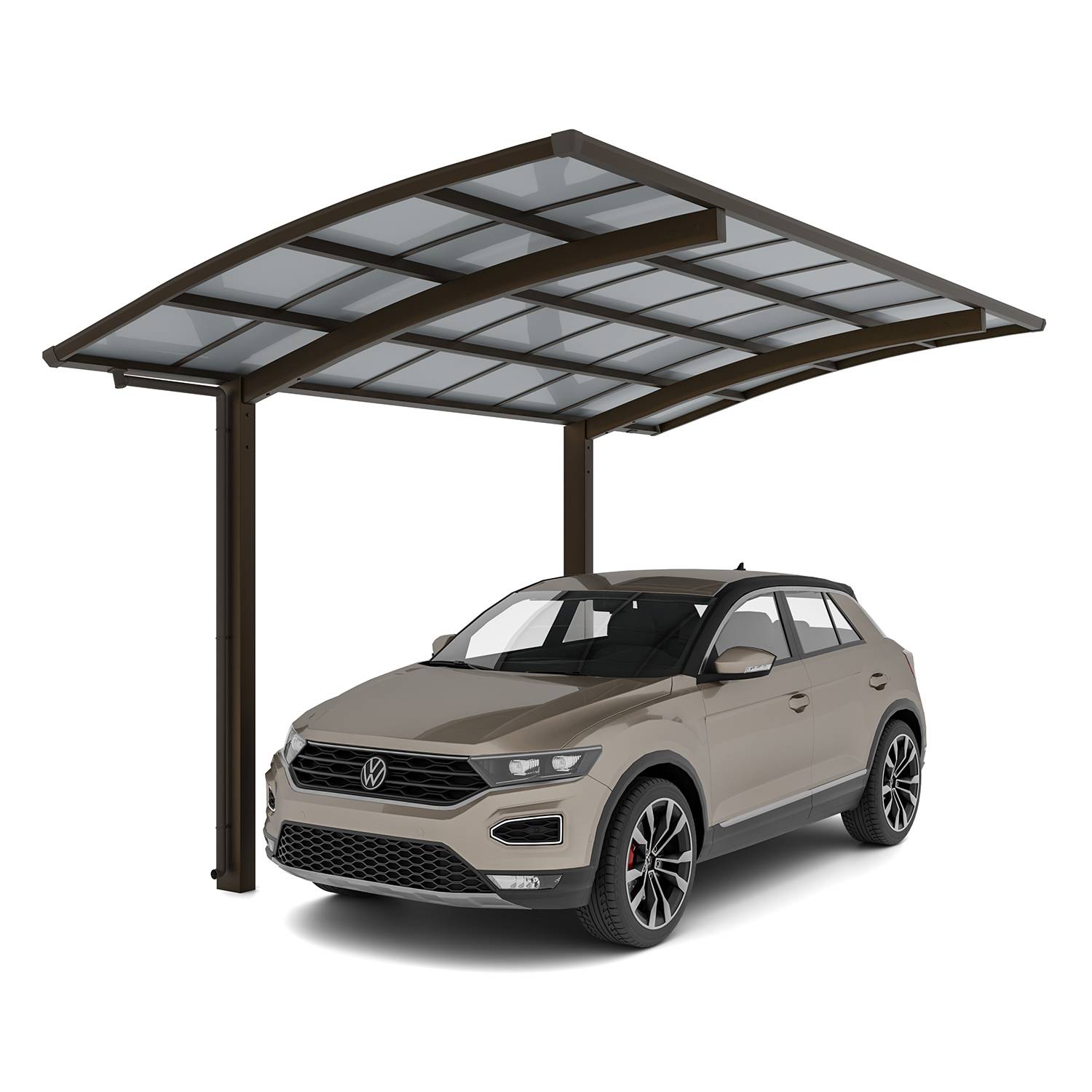 Carport PORTOFORTE Rallongé et largeur augmentée XL (charge toiture 100kg/m²) Anodisé coloris bronze mat - XIMAX PORTOFORTE - Image 1