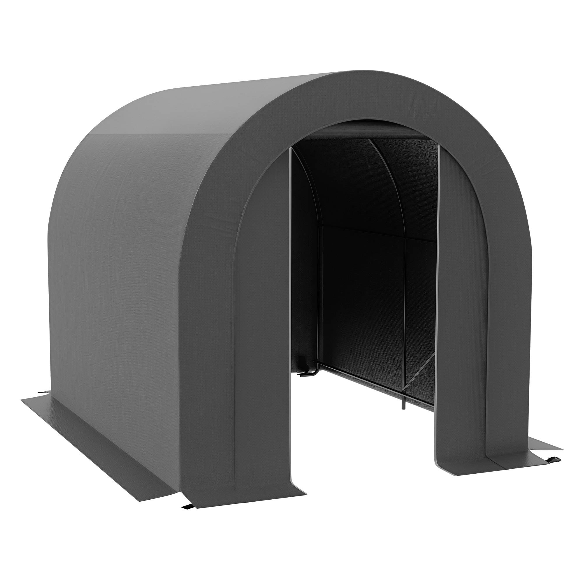 ComfortXL - Tente de rangement PE métal extérieur garage vélos bois 239x180x190cm gris foncé - ComfortXL Outdoor Living - Image 1