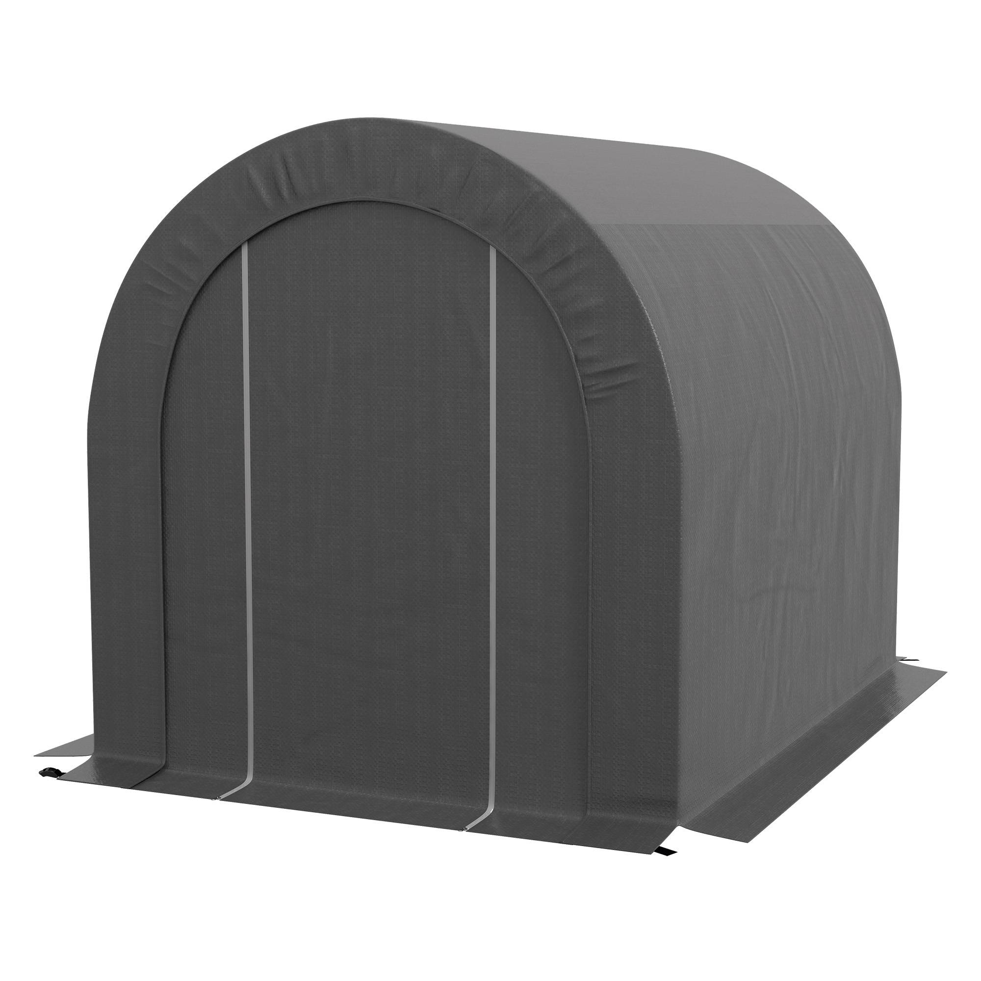 ComfortXL - Tente de rangement PE métal extérieur garage vélos bois 239x180x190cm gris foncé - ComfortXL Outdoor Living - Image 2