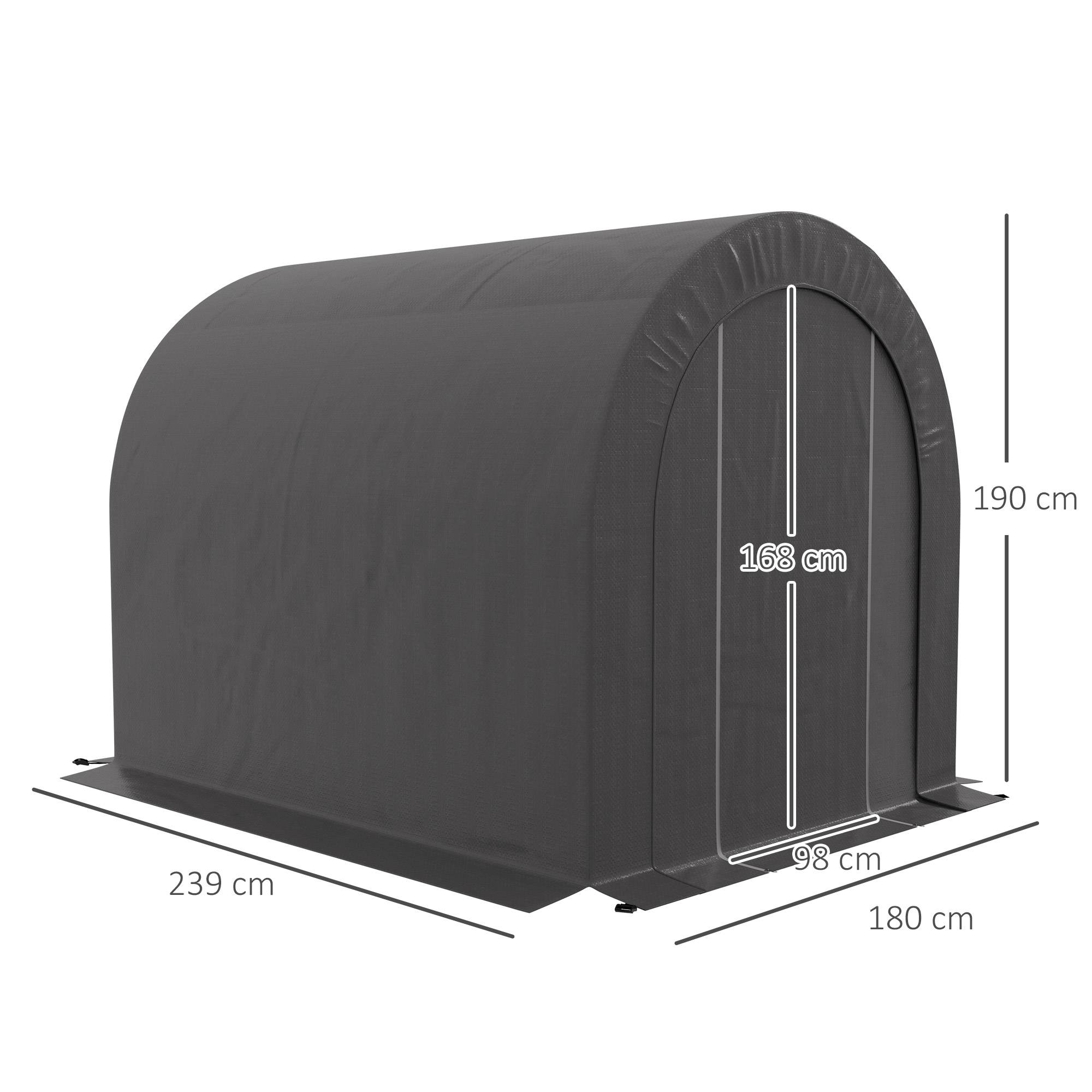 ComfortXL - Tente de rangement PE métal extérieur garage vélos bois 239x180x190cm gris foncé - ComfortXL Outdoor Living - Image 5