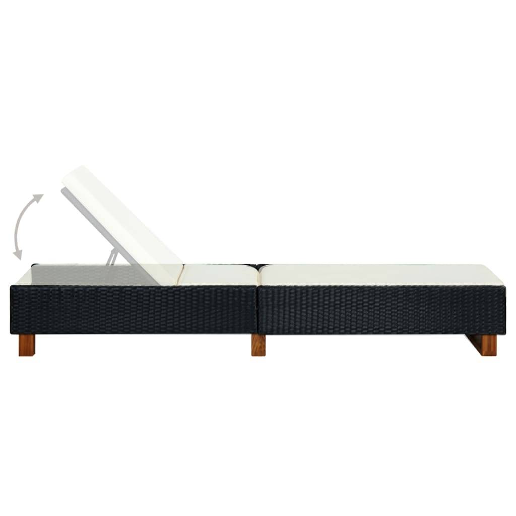 Helloshop26 - Transat bain de soleil avec coussin résine tressée noir - Image 5