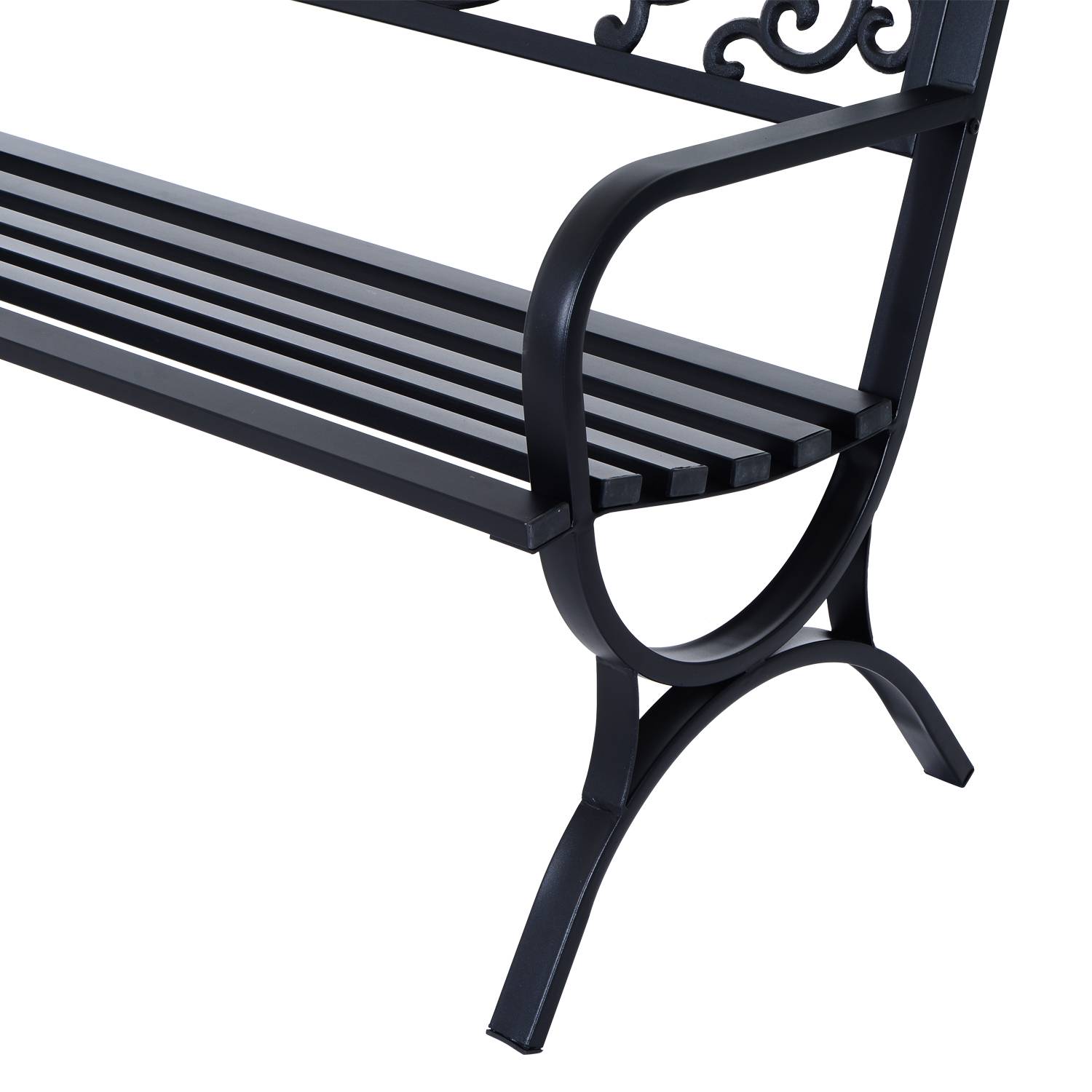 Outsunny - Outsunny Banc de Jardin terrasse en Acier Fonte Noir 3 Places 127 x 60 x 85 cm Charge Max 250 Kg - Outsunny - Image 5