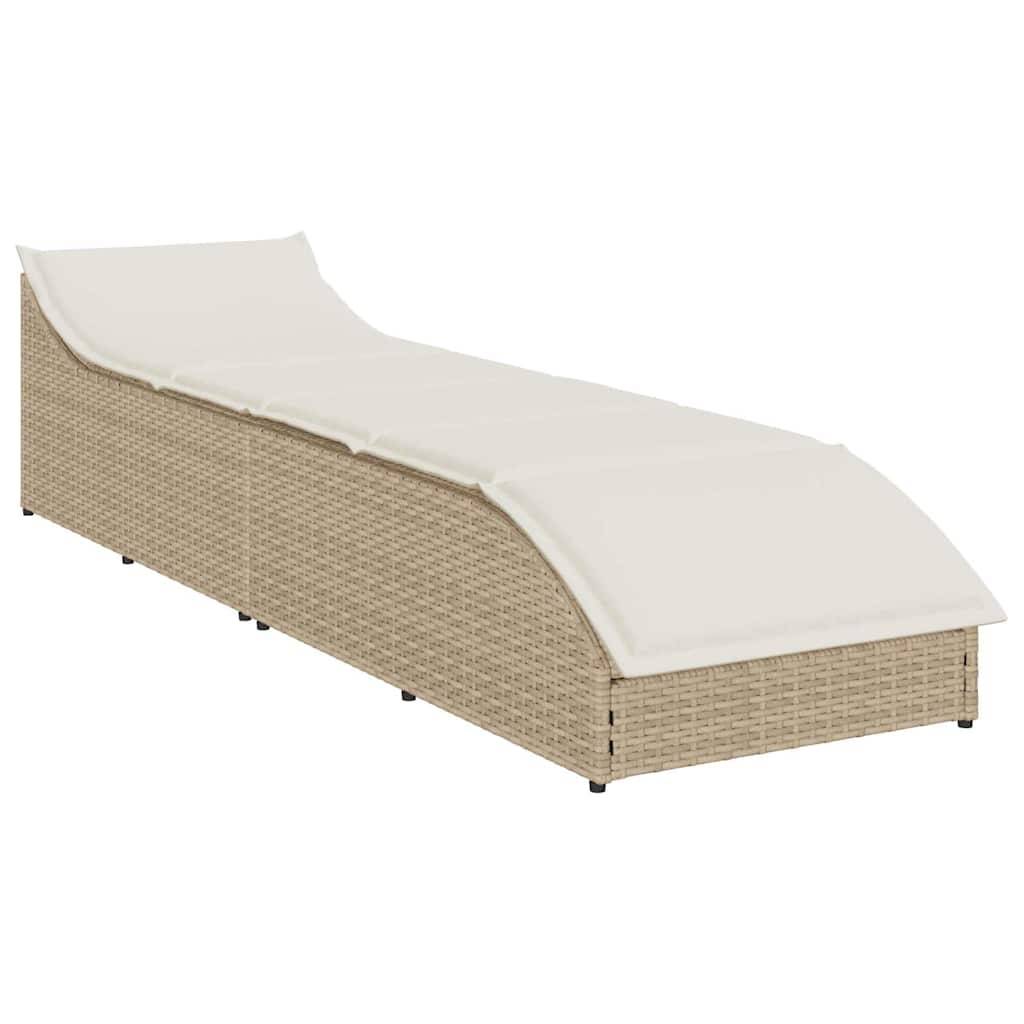 Maison Chic - Bain de soleil - Transat pliante coussin et rangement beige résine tressée HL128 - Image 4