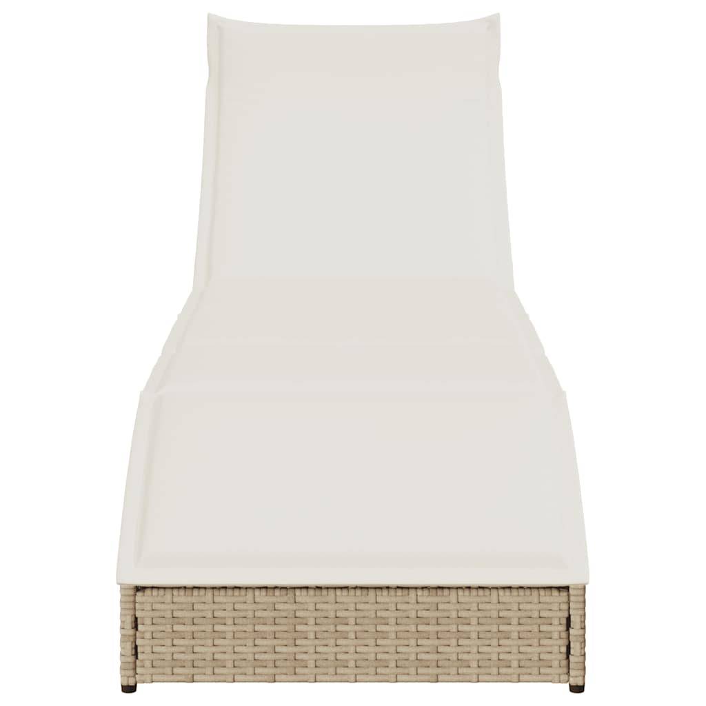 Maison Chic - Bain de soleil - Transat pliante coussin et rangement beige résine tressée HL128 - Image 5
