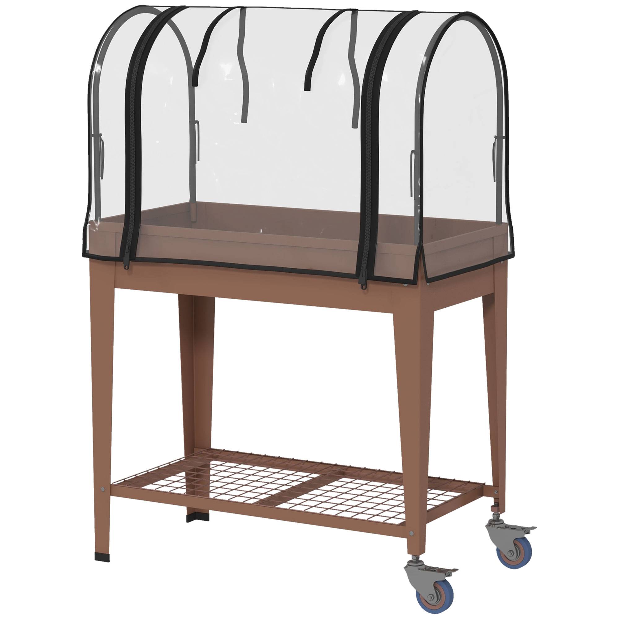 ComfortXL - Potager surélevé avec housse plastique 80 x 40 x 120 cm marron serre mobile - ComfortXL Outdoor Living - Image 2