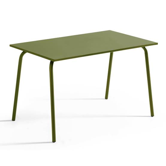 Oviala - Ensemble table de jardin en métal et 4 chaises vert Kaki Palavas - Oviala - Image 2