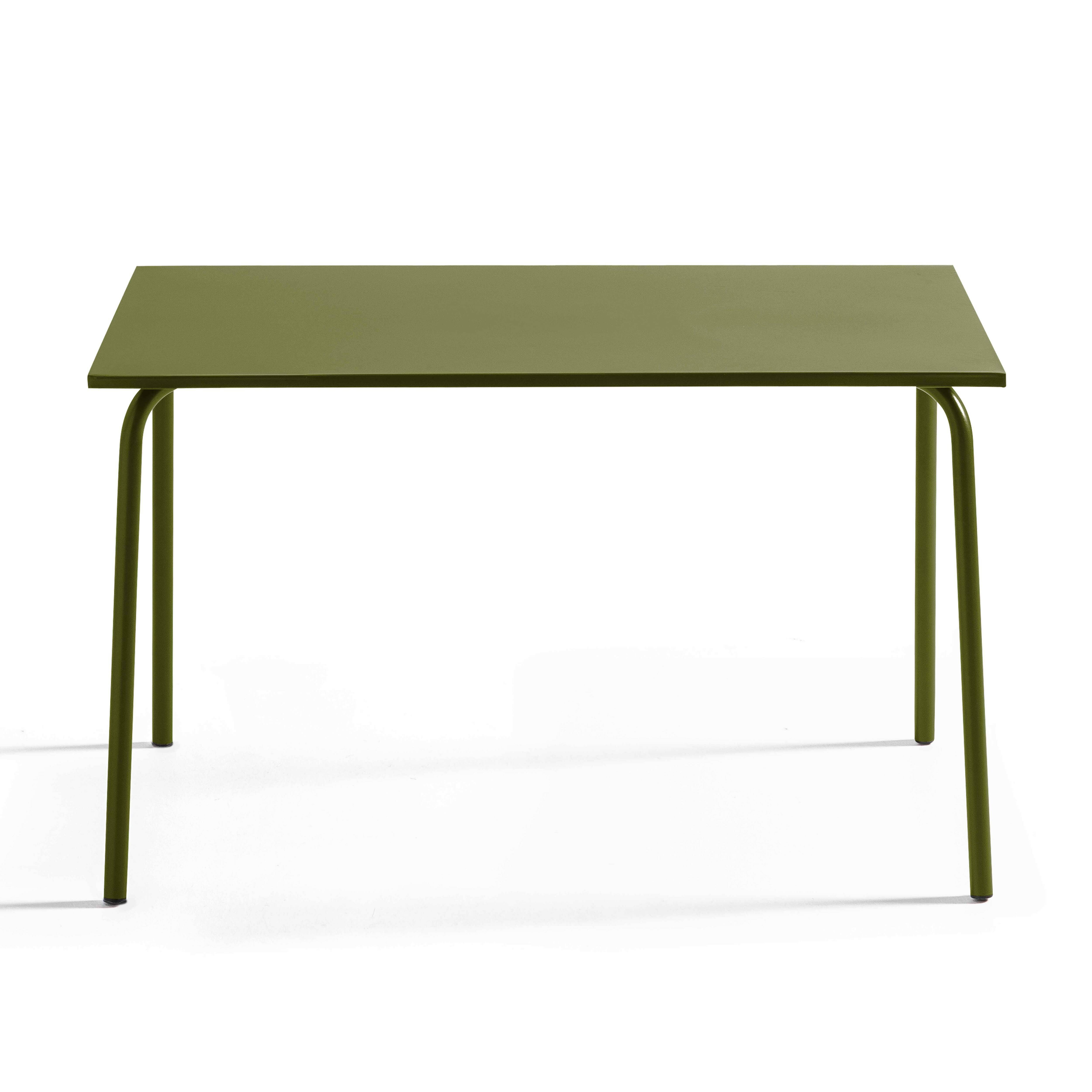 Oviala - Ensemble table de jardin en métal et 4 chaises vert Kaki Palavas - Oviala - Image 3