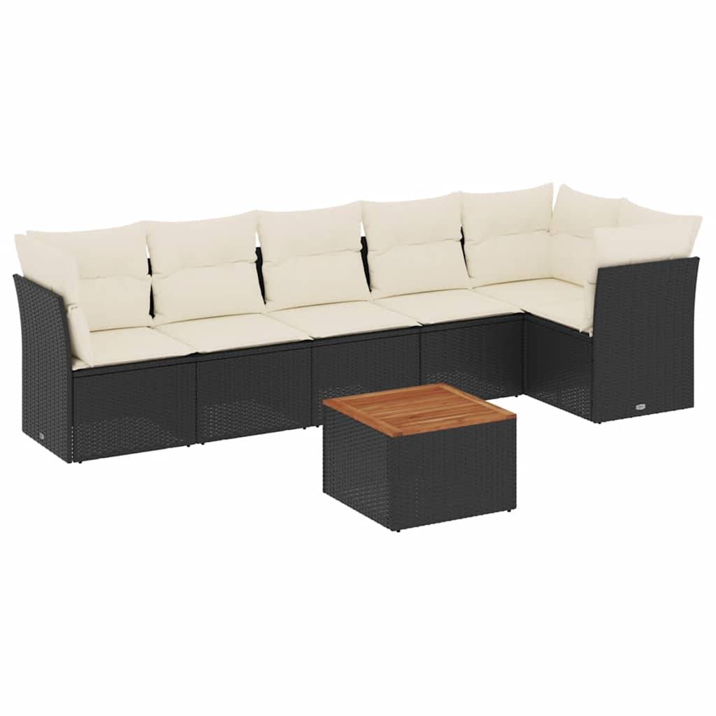 Vidaxl - Salon de jardin 7 pcs avec coussins noir résine tressée vidaXL 3255979 - Image 2