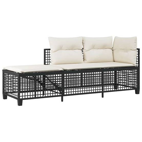Salon de jardin d'angle 3 pcs | Mobilier d'extérieur avec coussins noir résine tressée Maison Chic - Image 4