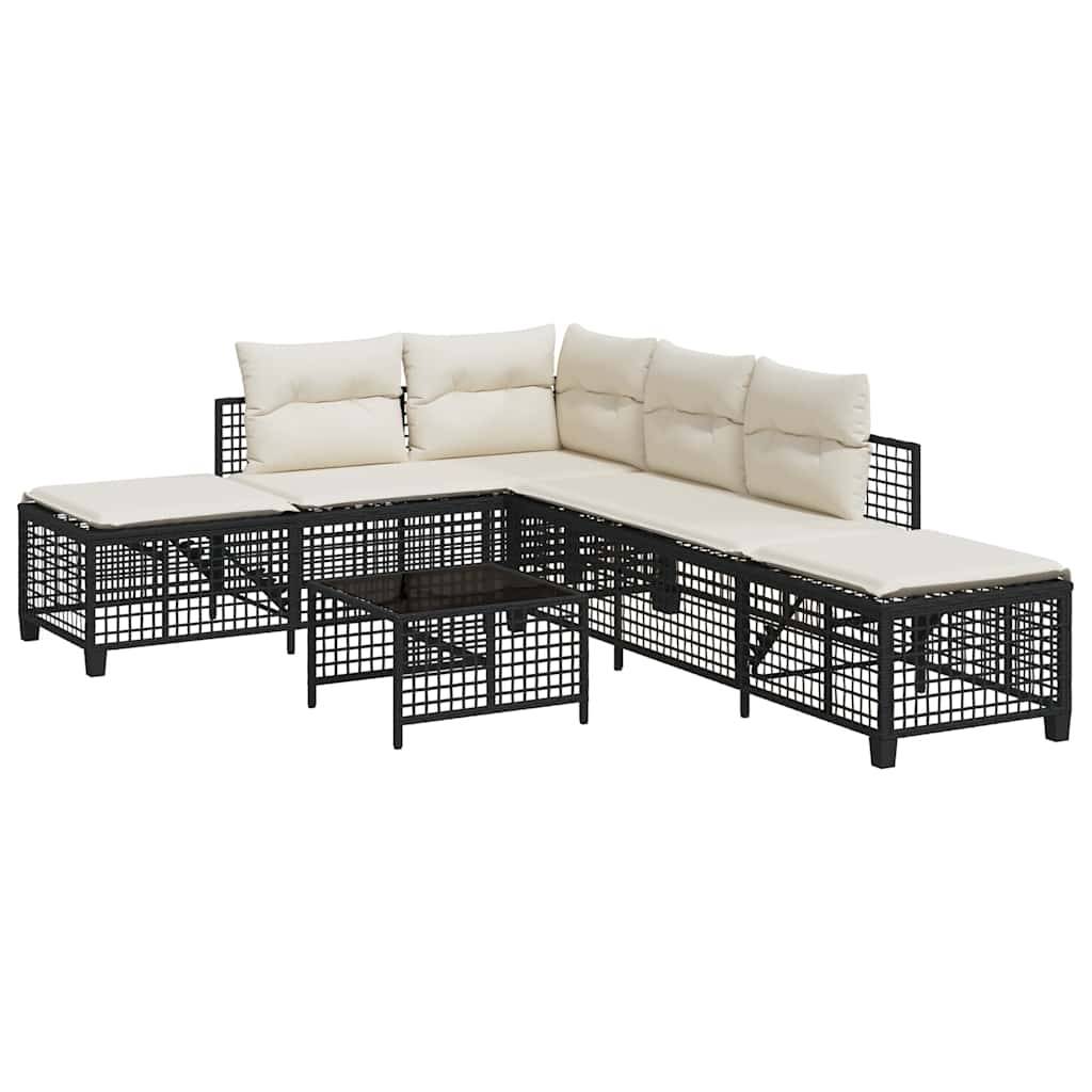 Maison Chic - Salon de jardin d'angle 3 pcs | Mobilier d'extérieur avec coussins noir résine tressée Maison Chic