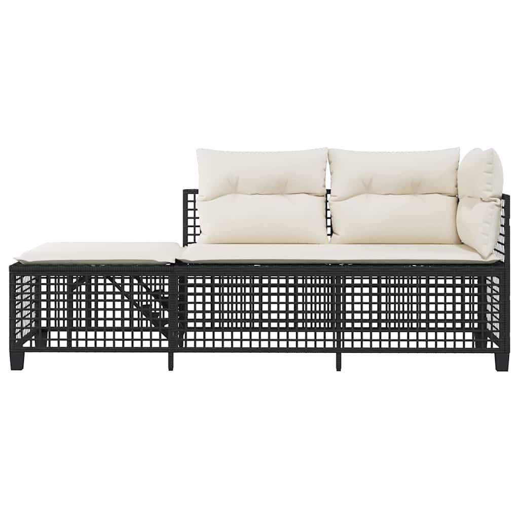 Salon de jardin d'angle 3 pcs | Mobilier d'extérieur avec coussins noir résine tressée Maison Chic - Image 5