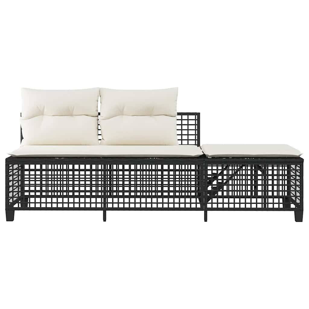 Salon de jardin d'angle 3 pcs | Mobilier d'extérieur avec coussins noir résine tressée Maison Chic - Image 7