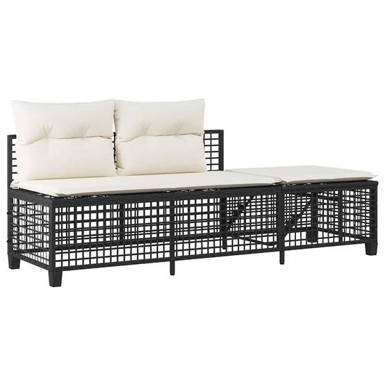 Salon de jardin d'angle 3 pcs | Mobilier d'extérieur avec coussins noir résine tressée Maison Chic - Image 6