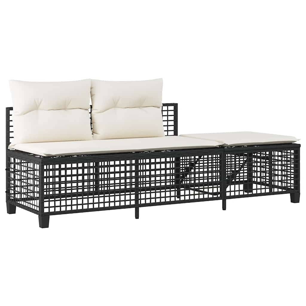 Salon de jardin d'angle 3 pcs | Mobilier d'extérieur avec coussins noir résine tressée Maison Chic - Image 6