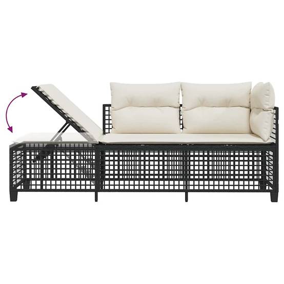 Salon de jardin d'angle 3 pcs | Mobilier d'extérieur avec coussins noir résine tressée Maison Chic - Image 10