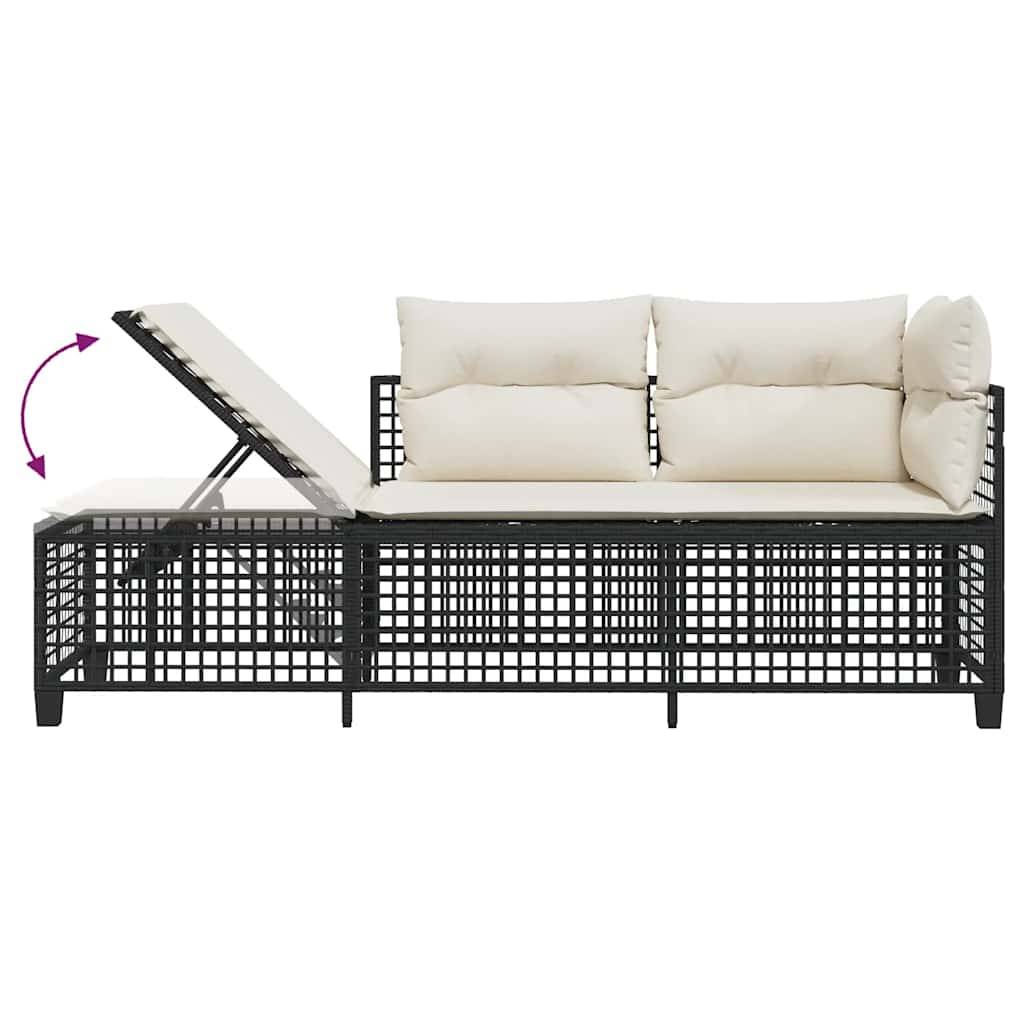 Salon de jardin d'angle 3 pcs | Mobilier d'extérieur avec coussins noir résine tressée Maison Chic - Image 10