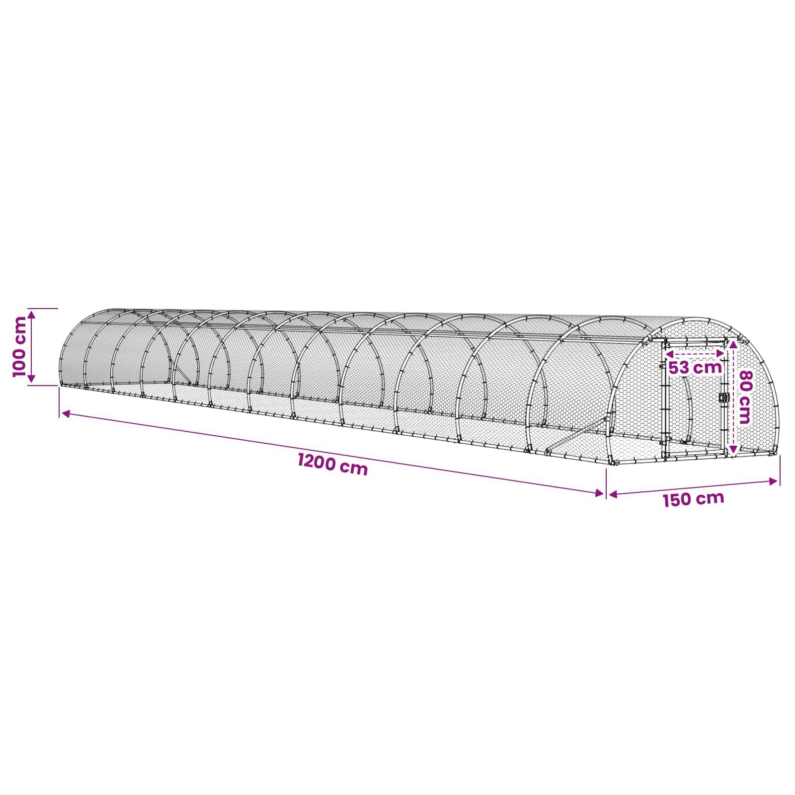 Vidaxl - Poulailler Argenté 1200 x 150 x 100 cm Acier galvanisé vidaXL 3434665 - Image 3