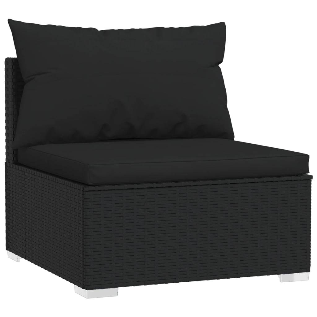 Helloshop26 - Salon de jardin meuble d'extérieur ensemble de mobilier 4 pièces avec coussins résine tressée noir - Image 4