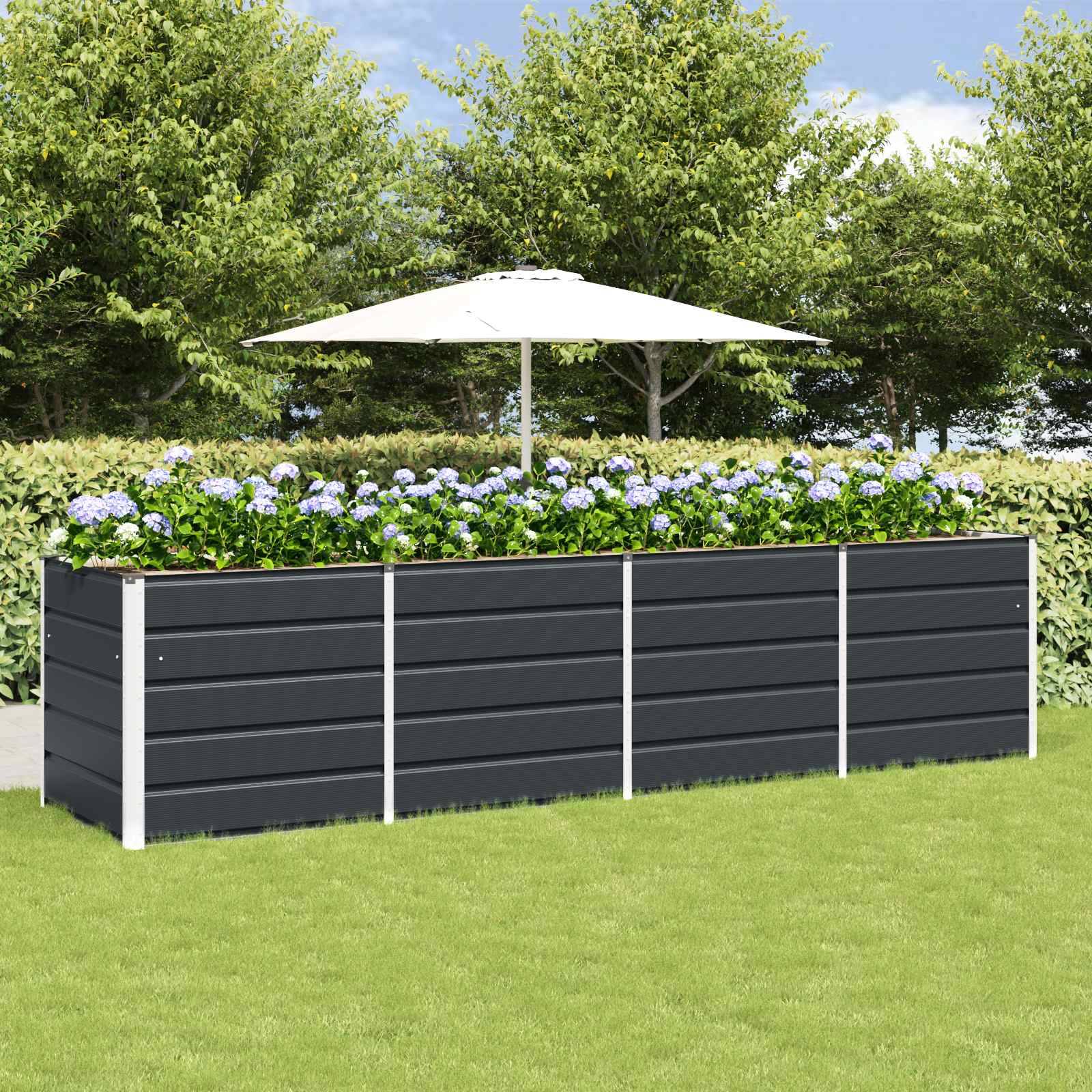 Jardinière Acier Anthracite 240 x 80 x 75 cm - PANGIVO - Image 1
