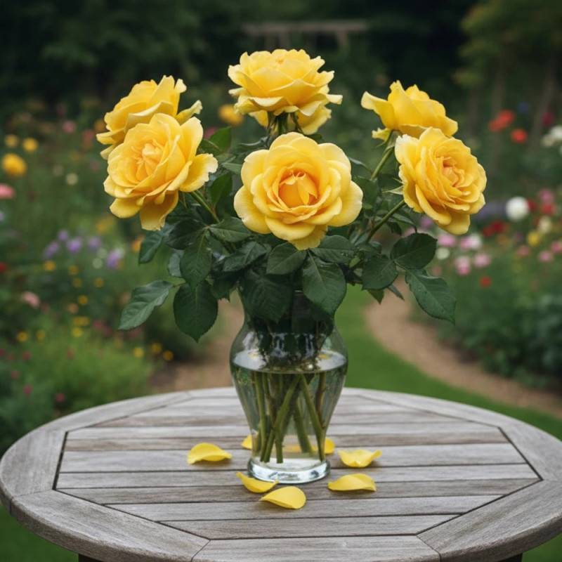 Rosier à grandes fleurs Bernard Hinault® 'Crobourg' à fleurs Jaune - feuillage Caduc - Pot de 3L - 20/40 cm-  hauteur à maturité De 0,50 m à 1,00 m - Image 2
