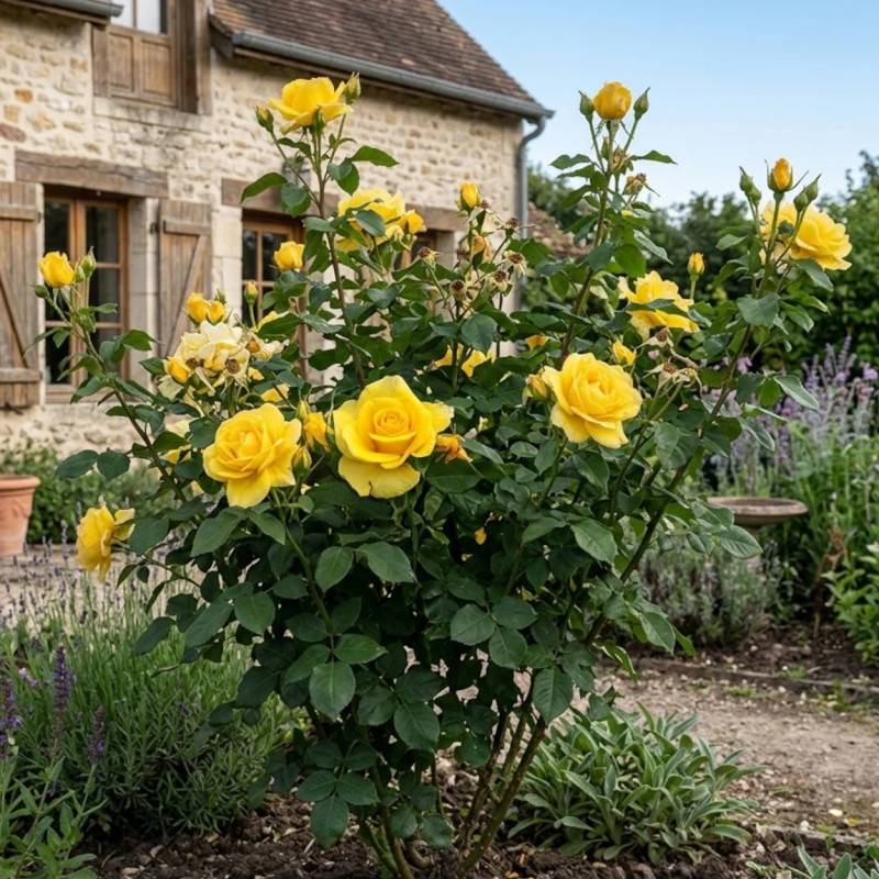 Rosier à grandes fleurs Bernard Hinault® 'Crobourg' à fleurs Jaune - feuillage Caduc - Pot de 3L - 20/40 cm-  hauteur à maturité De 0,50 m à 1,00 m - Image 3