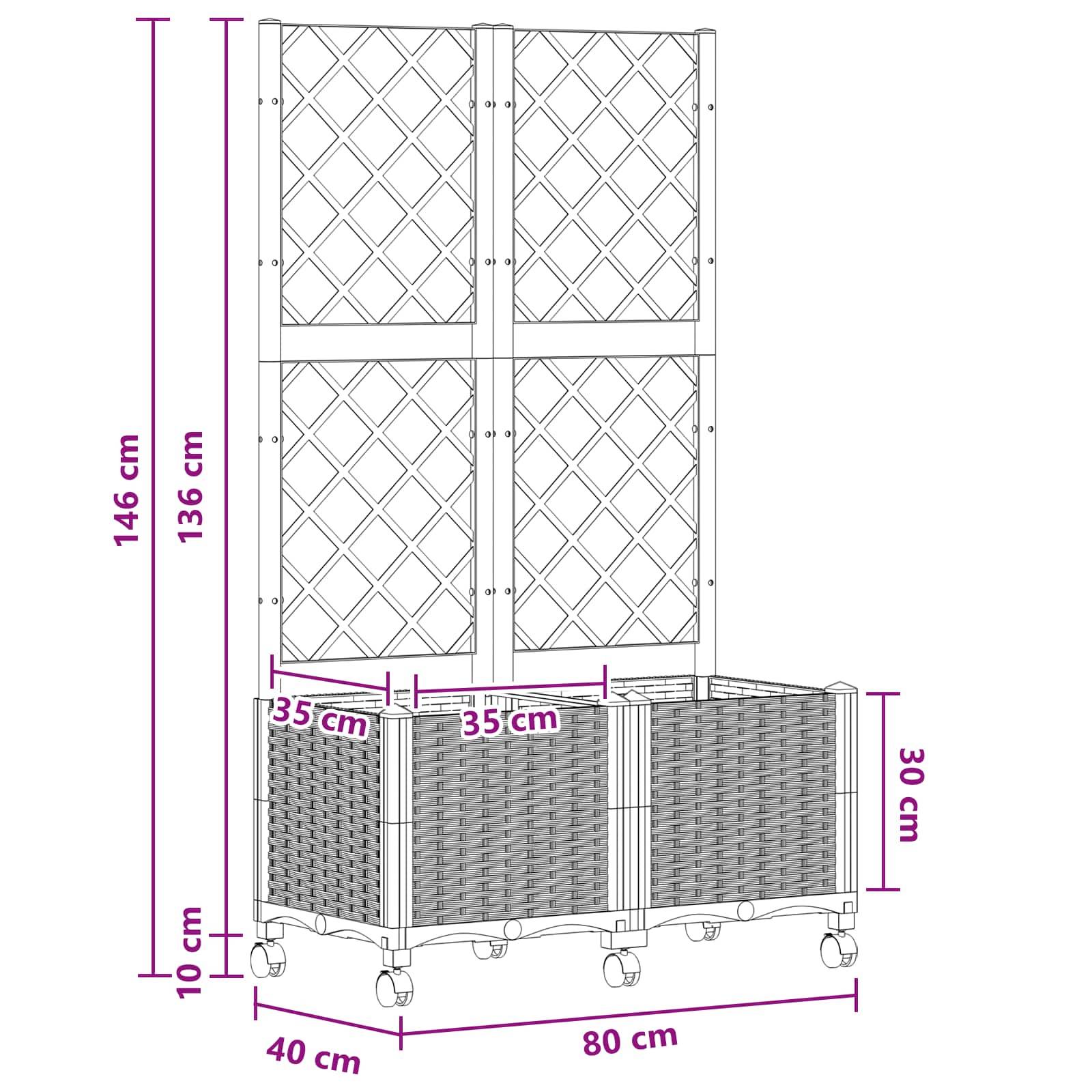 ComfortXL - Bac à fleurs treillis PP jardin balcon tuteur tomates 80x40cm gris bleu - ComfortXL Outdoor Living - Image 8