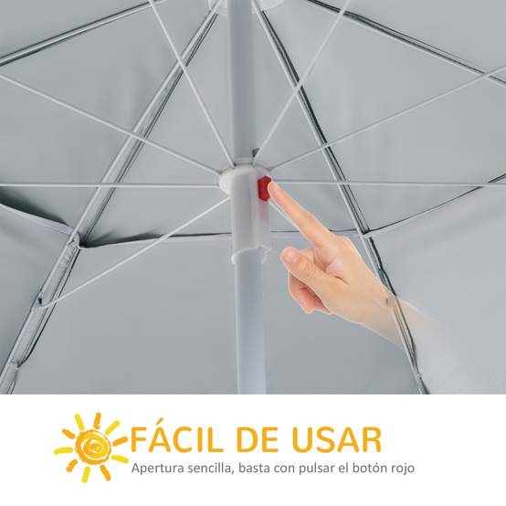 Parasol de plage 2 en 1 avec 2 panneaux latéraux, auvent portable anti-UV avec sac de transport, Ø 210 x 222 cm, vert - Image 6