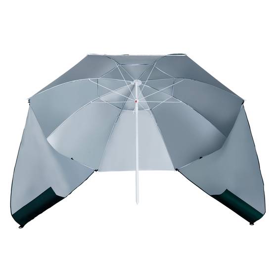 Parasol de plage 2 en 1 avec 2 panneaux latéraux, auvent portable anti-UV avec sac de transport, Ø 210 x 222 cm, vert - Image 2