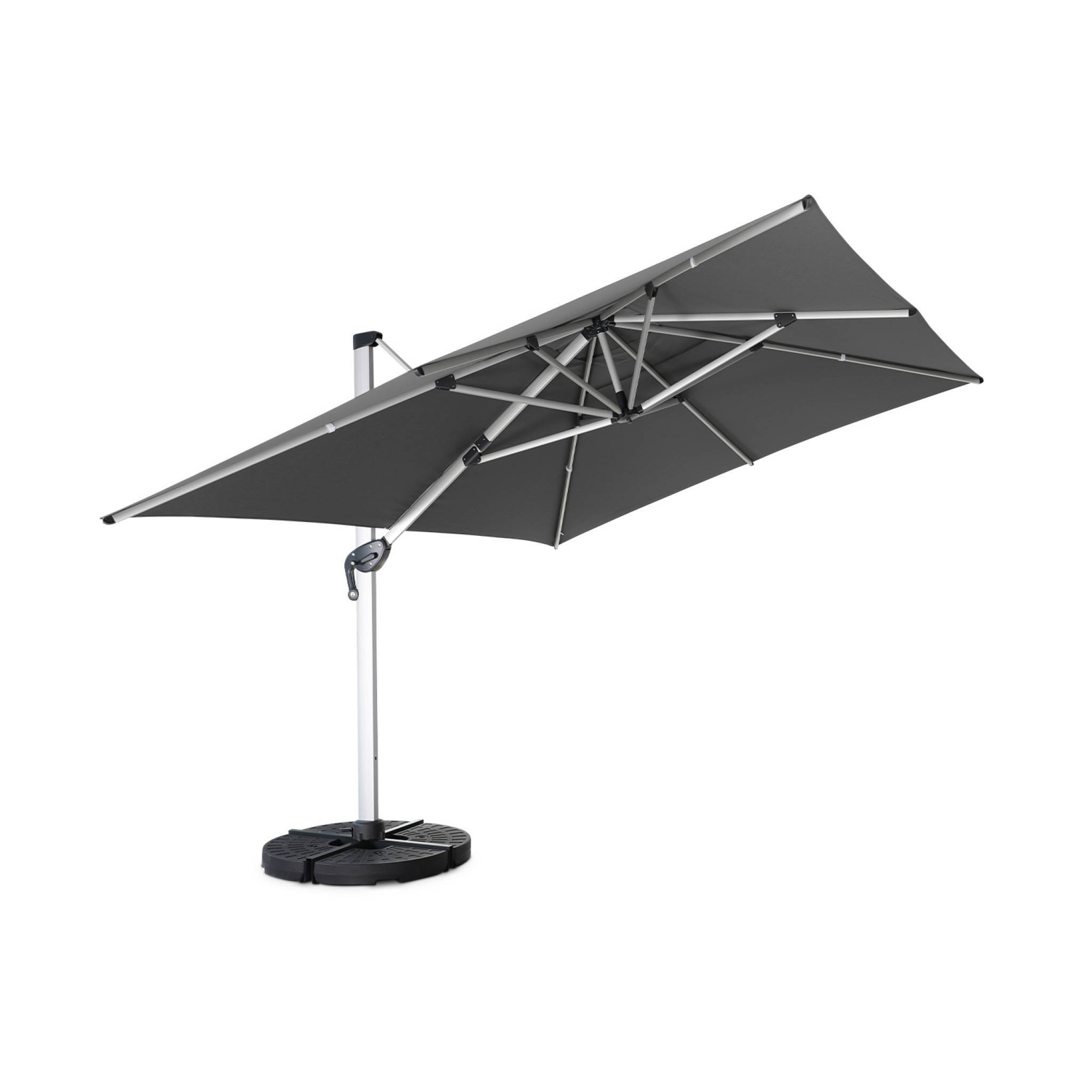 Parasol déporté haut de gamme 3x4m gris. toile en polyester teintée dans la masse. structure aluminium anodisé. housse incluse - Image 3