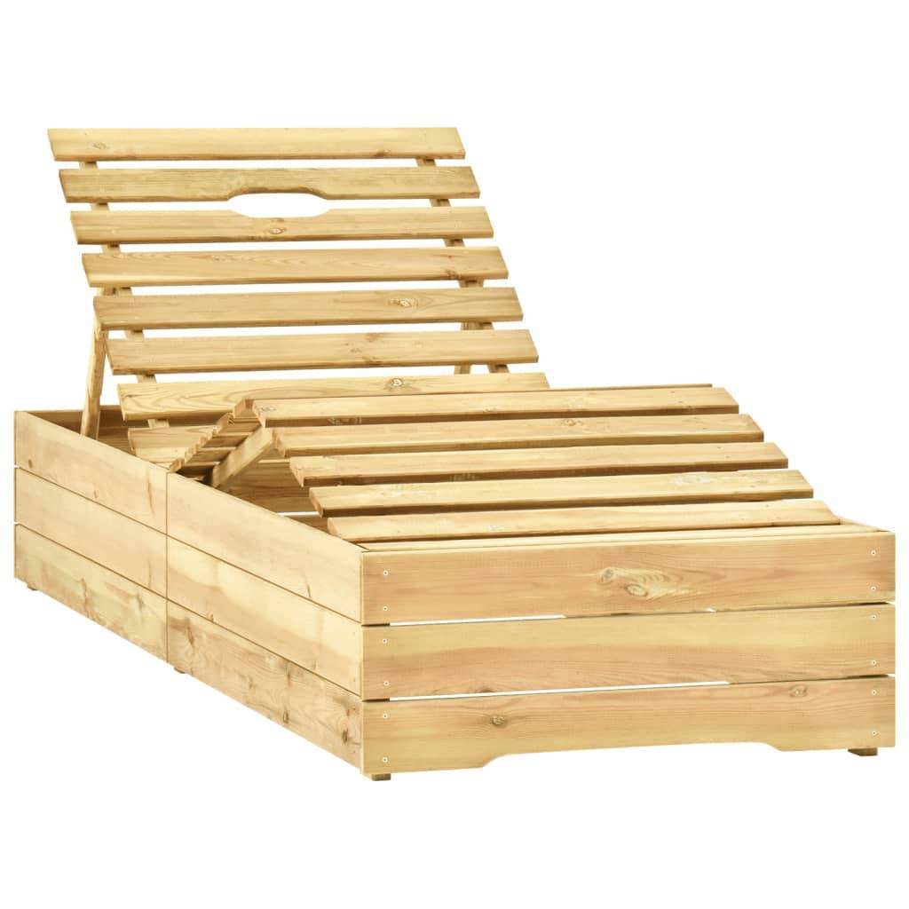 Helloshop26 - Transat chaise longue bain de soleil lit de jardin terrasse meuble d'extérieur 198 cm avec table et coussin pin imprégné - Image 3
