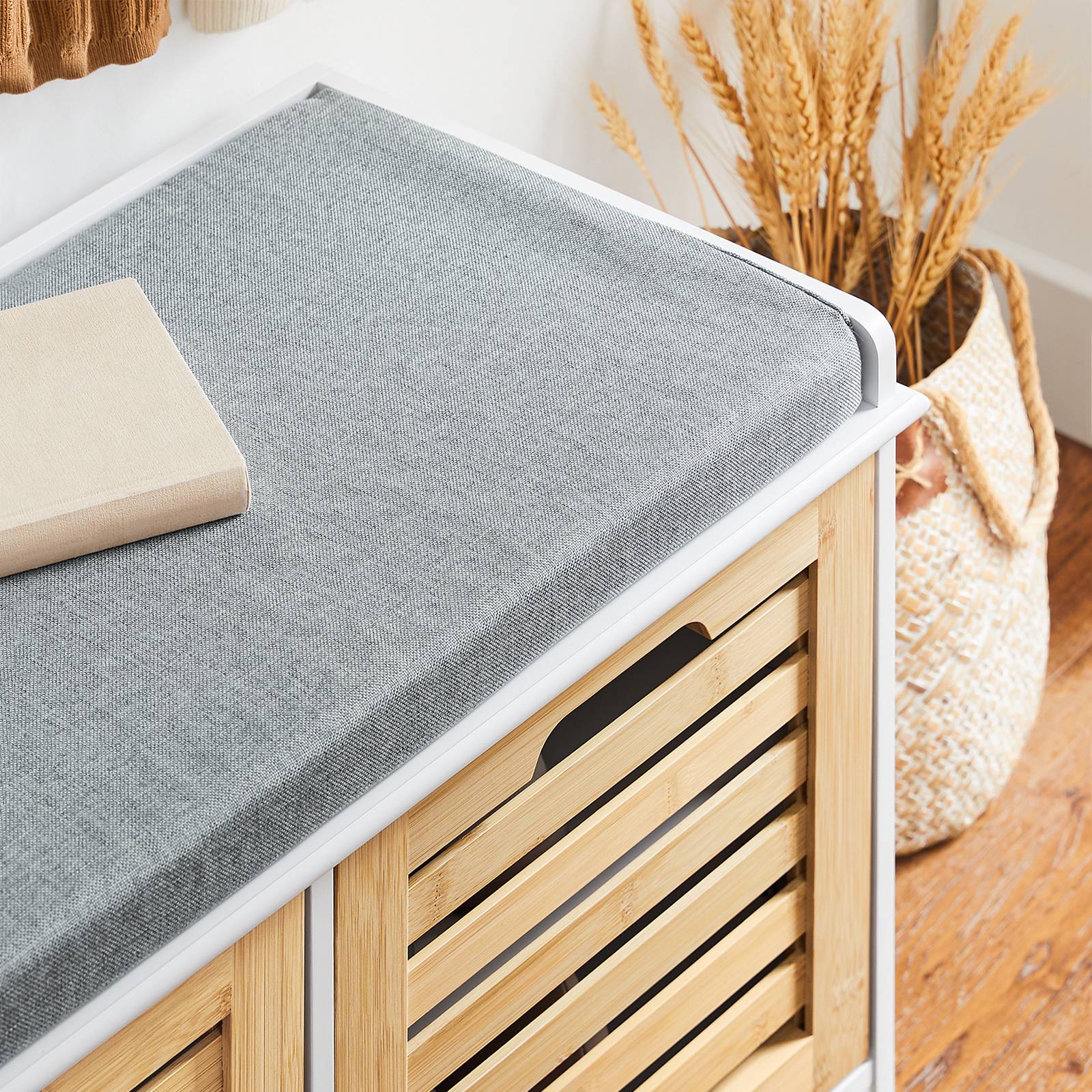Banc 2 Niveaux Avec Coussin Banc à Chaussures En Bois Massif 100 Cm - Banc D'Entrée 2 Niveaux Avec Coussin Et Boîte Rabattable - Rangement Couloir Noir