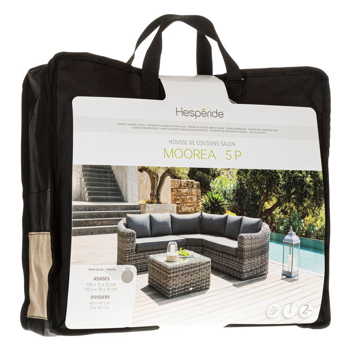 Hesperide - Housse de coussin pour salon "Mooréa" 5 places savana en polyester Hespéride
