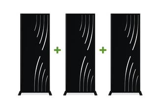 Casanoov Lot de 3 panneaux décoratifs VELETA Noir H.160 cm motifs côté droit