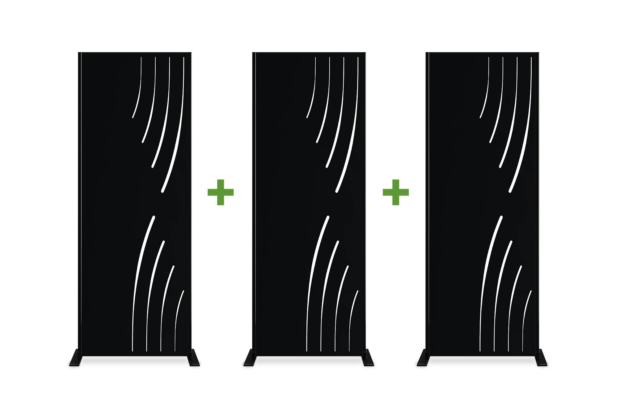 Casanoov Lot de 3 panneaux décoratifs VELETA Noir H.160 cm motifs côté droit